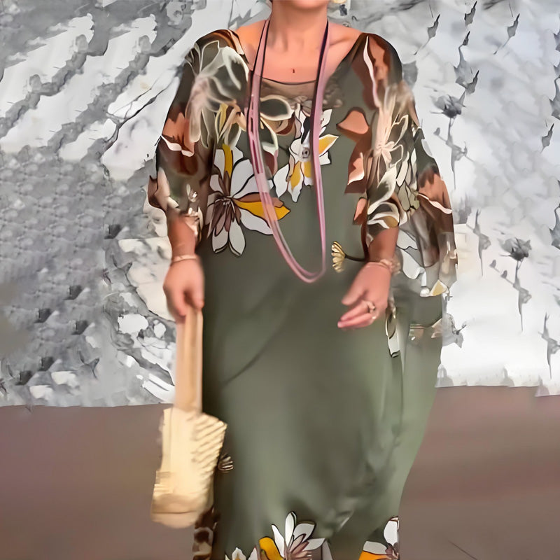 🌸 Rochii lungi elegante din șifon cu decolteu în V imprimate-6