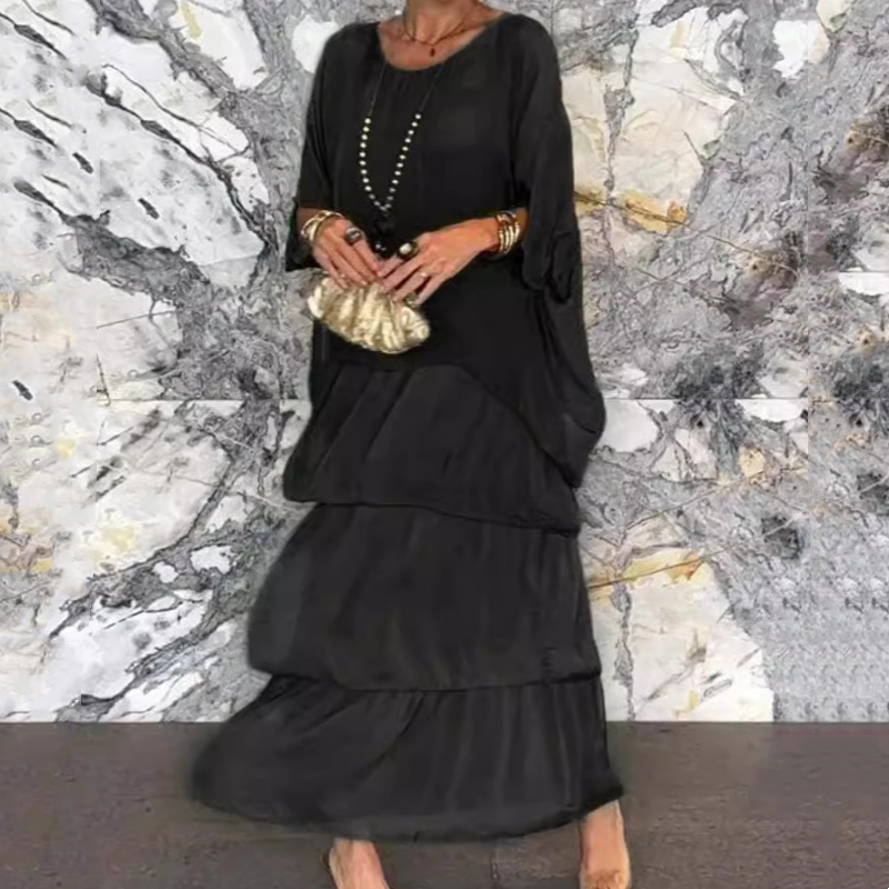 🔥[S-4XL]👗Rochie din sifon cu volane în cascadă🌞❤️-3