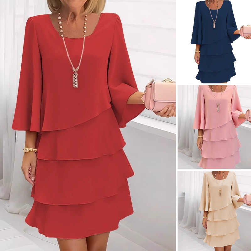 💃Rochie legată pentru femei cu volane și mâneci evazate