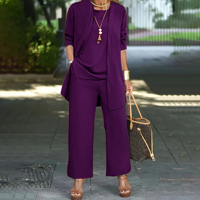 Set elegant pentru femei, cu croială lejeră, 3 piese👚👖-4