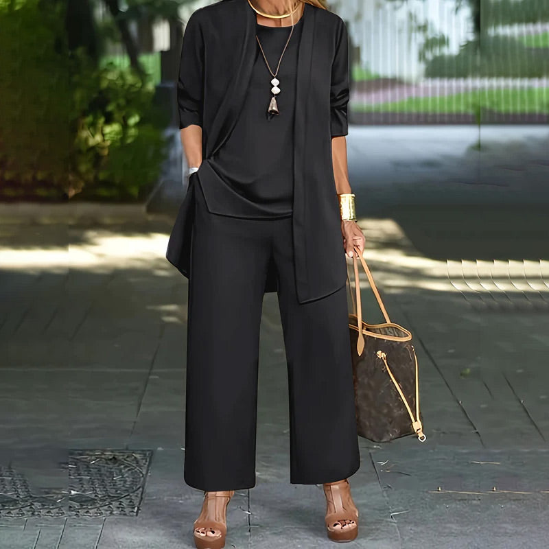 Set elegant pentru femei, cu croială lejeră, 3 piese👚👖-1