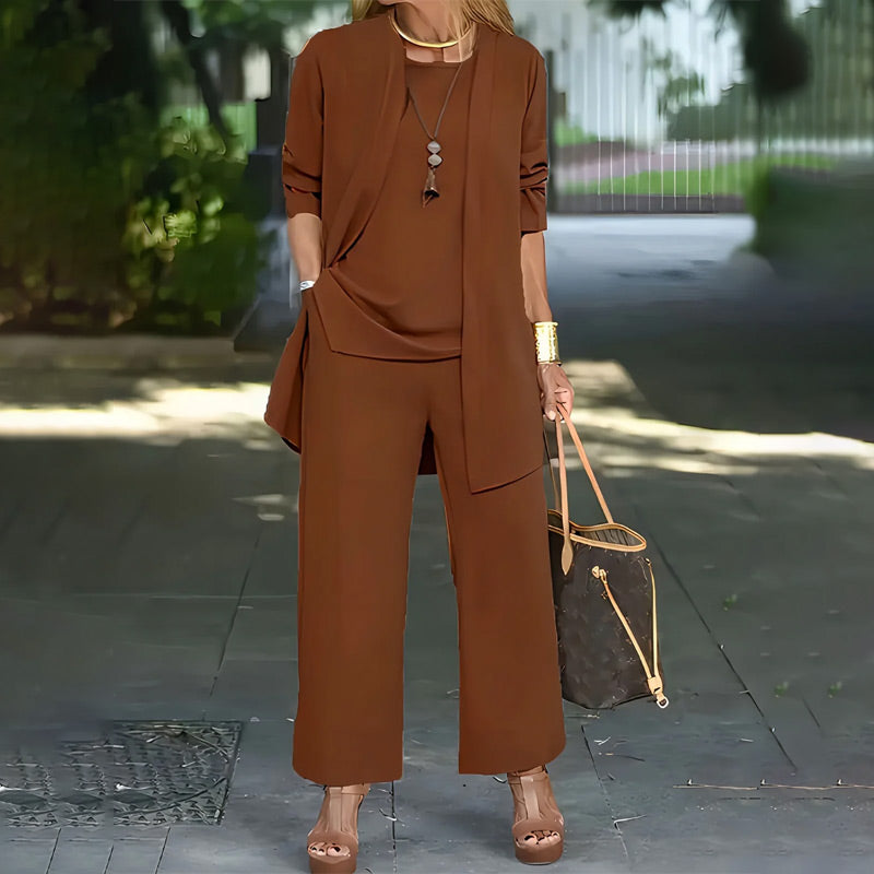 Set elegant pentru femei, cu croială lejeră, 3 piese👚👖-5