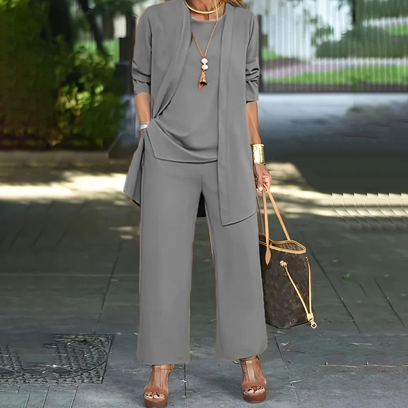 Set elegant pentru femei, cu croială lejeră, 3 piese👚👖-14