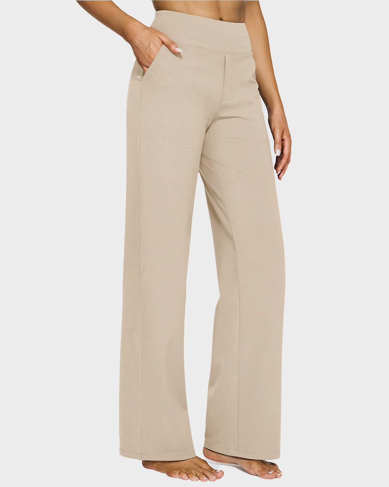 💖PROMOTIE DE ZIUA DE AZI - 50% REDUCERE 💖 Pantaloni largi casual pentru yoga, cu talie înaltă, pentru femei-23