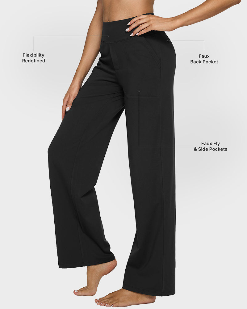 💖PROMOTIE DE ZIUA DE AZI - 50% REDUCERE 💖 Pantaloni largi casual pentru yoga, cu talie înaltă, pentru femei-27