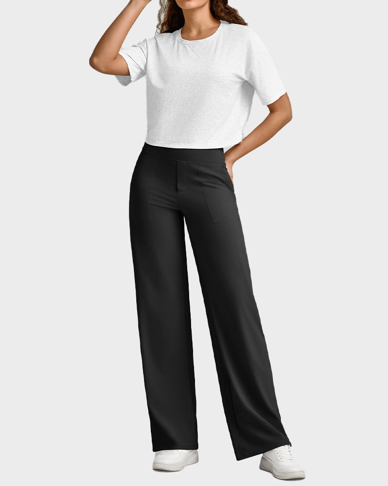 💖PROMOTIE DE ZIUA DE AZI - 50% REDUCERE 💖 Pantaloni largi casual pentru yoga, cu talie înaltă, pentru femei-32