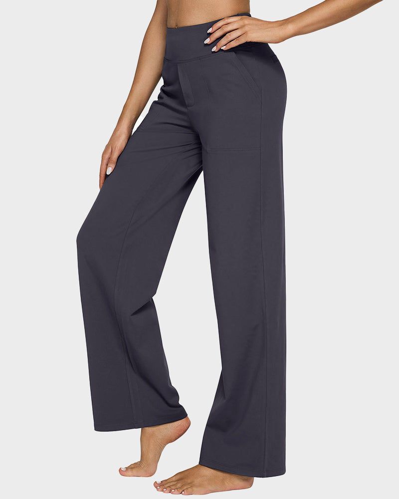💖PROMOTIE DE ZIUA DE AZI - 50% REDUCERE 💖 Pantaloni largi casual pentru yoga, cu talie înaltă, pentru femei-34