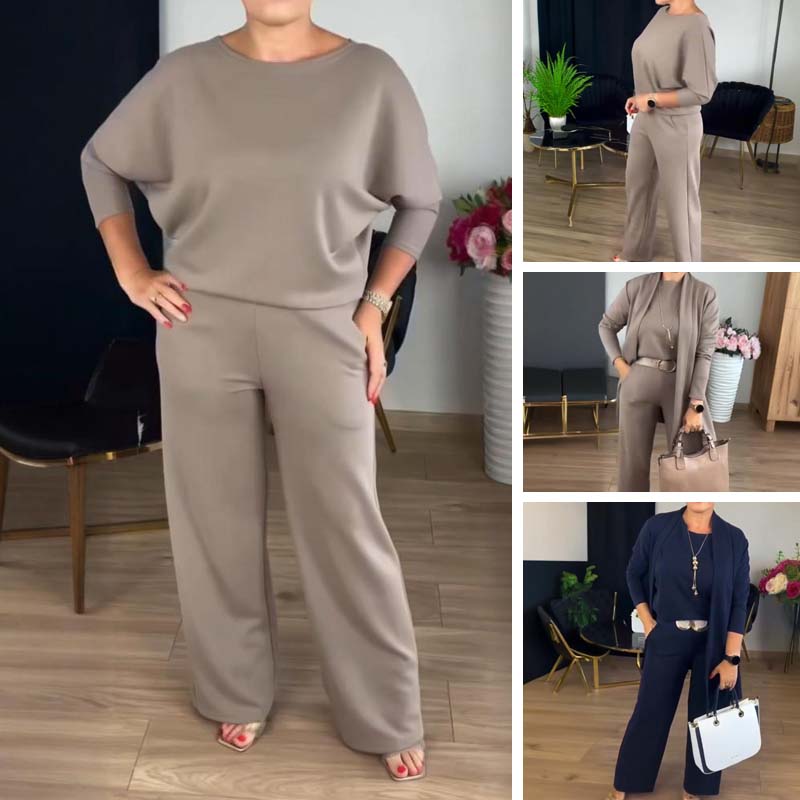 ⏳Ofertă specială limitată⏰Set elegant din 3 piese, incluzând cardigan lung, top și pantaloni💞-6