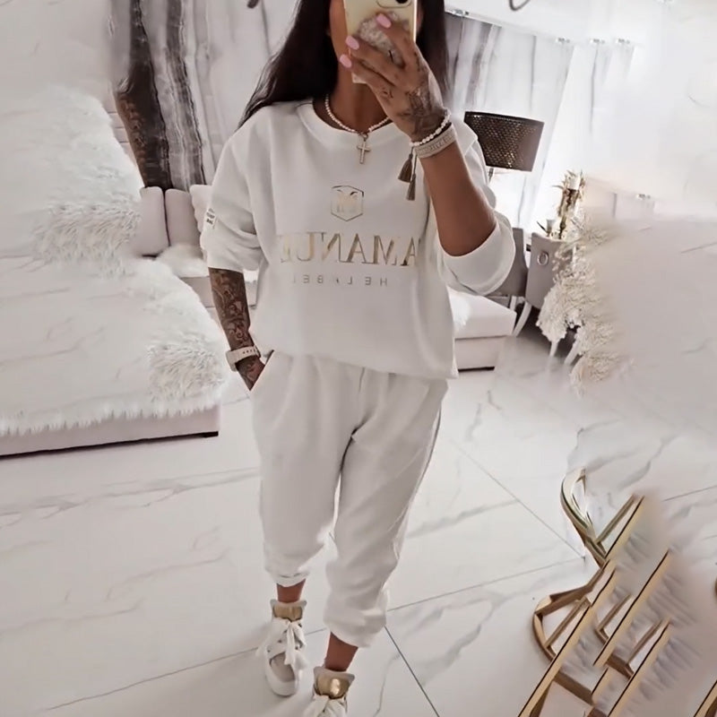 💖 Set de bluză cu mâneci lungi și pantaloni pentru femei-1