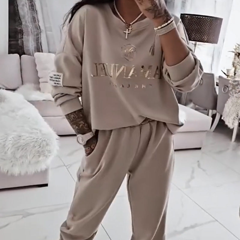 💖 Set de bluză cu mâneci lungi și pantaloni pentru femei-4
