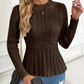 Women's Chunky-Knitted Crew Neck Peplum Sweater🧶👚