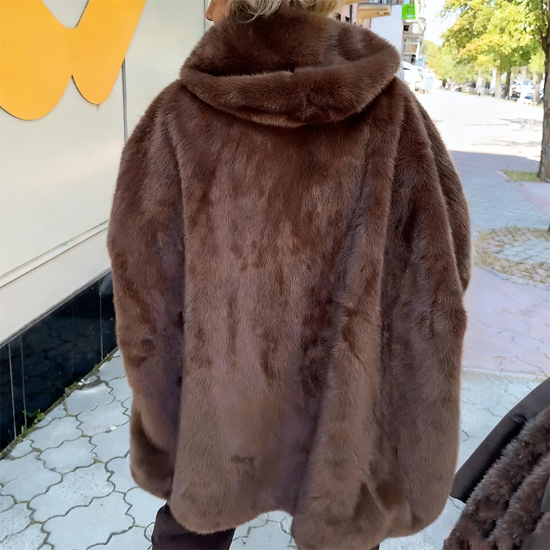 ❄️ Palton cu glugă și fermoar din blană de nurcă pentru femei – stil elegant și confortabil, perfect pentru ieșirile zilnice și ocazionale din timpul iernii-7