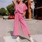 Ofertă limitată🔥 Set pentru femei cu detalii texturate, care include un tricou cu textură bogată și croială lejeră și o pereche de pantaloni cu șnur✨-14