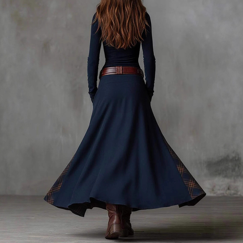 Rochie vintage cu guler înalt și nasturi-3