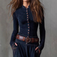 Rochie vintage cu guler înalt și nasturi-4
