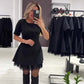 🔥Oferte speciale - Rochie mini cu mâneci scurte și dantelă strălucitoare pentru femei | Elegantă și strălucitoare-1