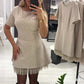🔥Oferte speciale - Rochie mini cu mâneci scurte și dantelă strălucitoare pentru femei | Elegantă și strălucitoare-12