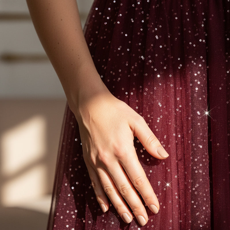 ⏳Ofertă specială limitată⏰Set pentru femei cu top strălucitor și fustă din tul - Set elegant și strălucitor din două piese✨-6