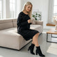 Rochie elegantă cu mâneci lungi și paiete pentru femei-1