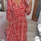 💞Rochie lungă cu decolteu în V și imprimeu boem casual-1