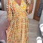 💞Rochie lungă cu decolteu în V și imprimeu boem casual-6