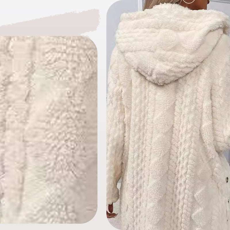 🍁 Jacheta cu glugă cu model de diamant cald pentru femei-6