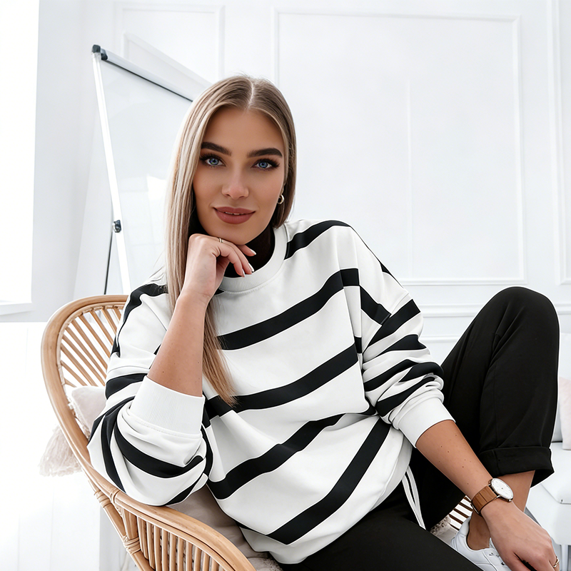 🌸🥰 Set sport pentru femei cu dungi, 2 piese-5