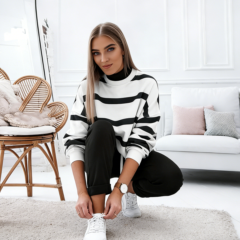 🌸🥰 Set sport pentru femei cu dungi, 2 piese-6