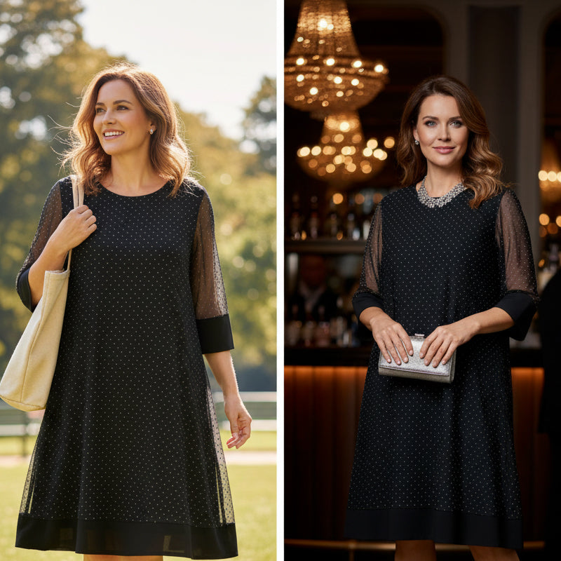 Rochie strălucitoare cu mâneci transparente pentru femei-1