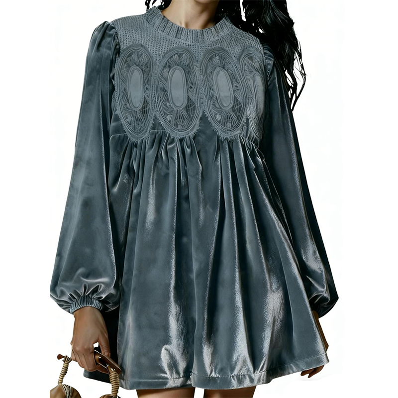 Rochie tunică cu panouri din dantelă, inspirată din stilul vintage-11