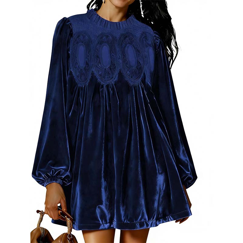 Rochie tunică cu panouri din dantelă, inspirată din stilul vintage-14