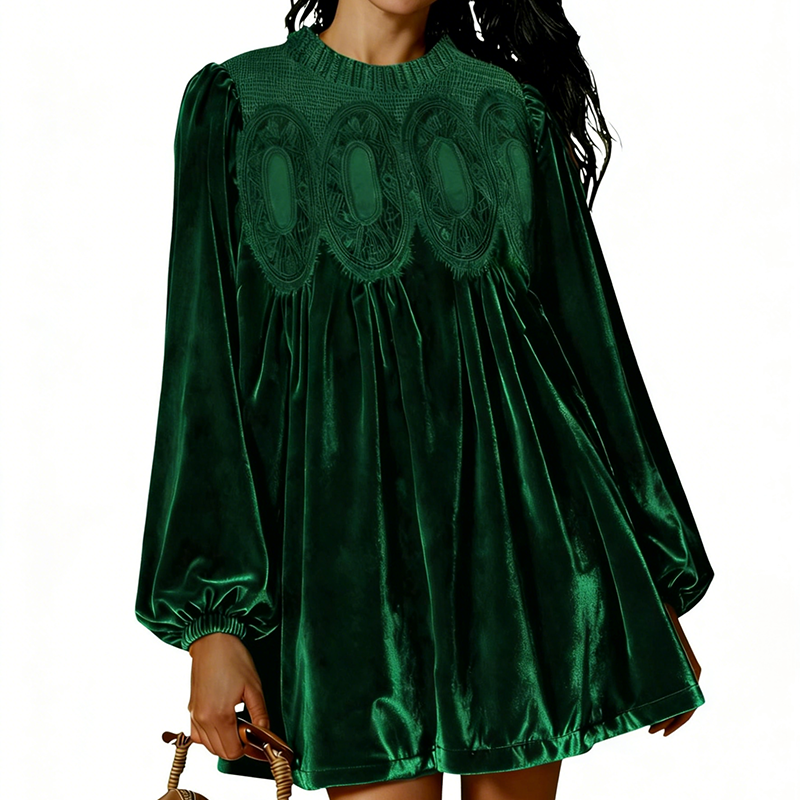Rochie tunică cu panouri din dantelă, inspirată din stilul vintage-13