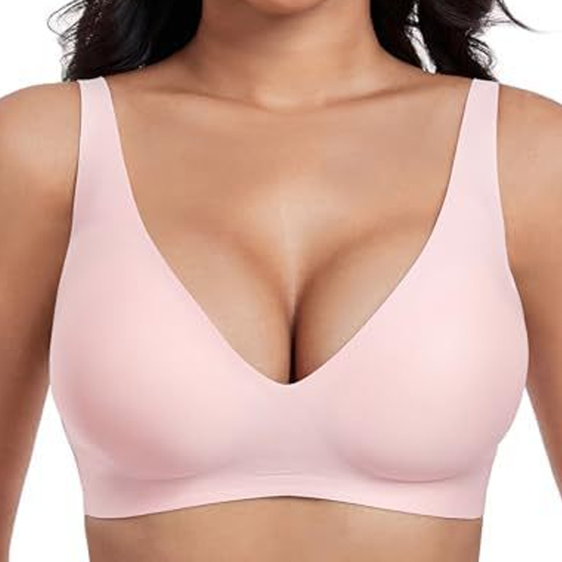 Sutien fără balene, fără cusături, cu decolteu adânc în V și efect push-up-9
