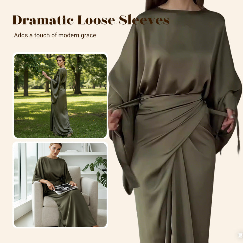 🔥Rochie modernă în stil lounge, cu cordon în talie-1