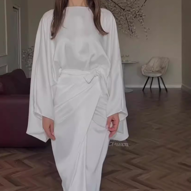 🔥Rochie modernă în stil lounge, cu cordon în talie-12