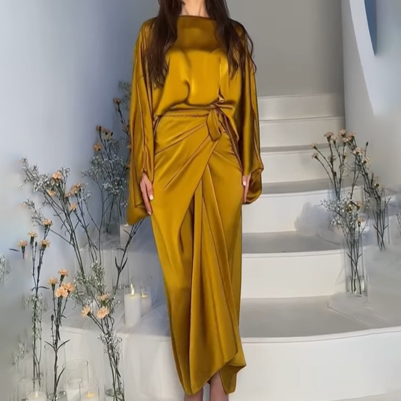 🔥Rochie modernă în stil lounge, cu cordon în talie-15