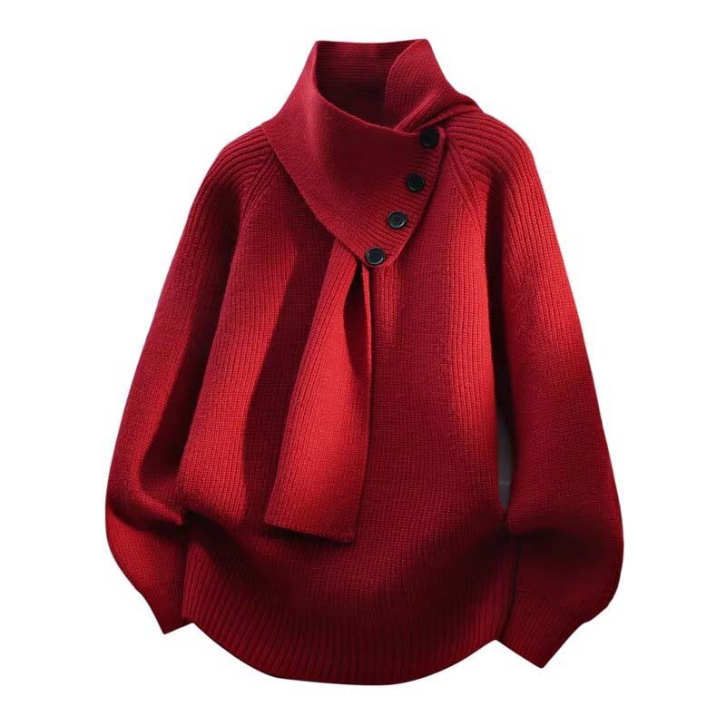 Pulover casual unisex cu nervuri și eșarfă detașabilă-12