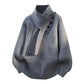 Pulover casual unisex cu nervuri și eșarfă detașabilă-13