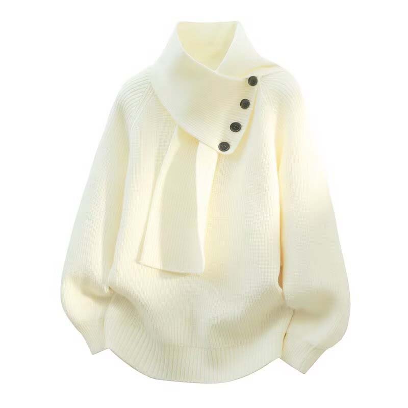 Pulover casual unisex cu nervuri și eșarfă detașabilă-15