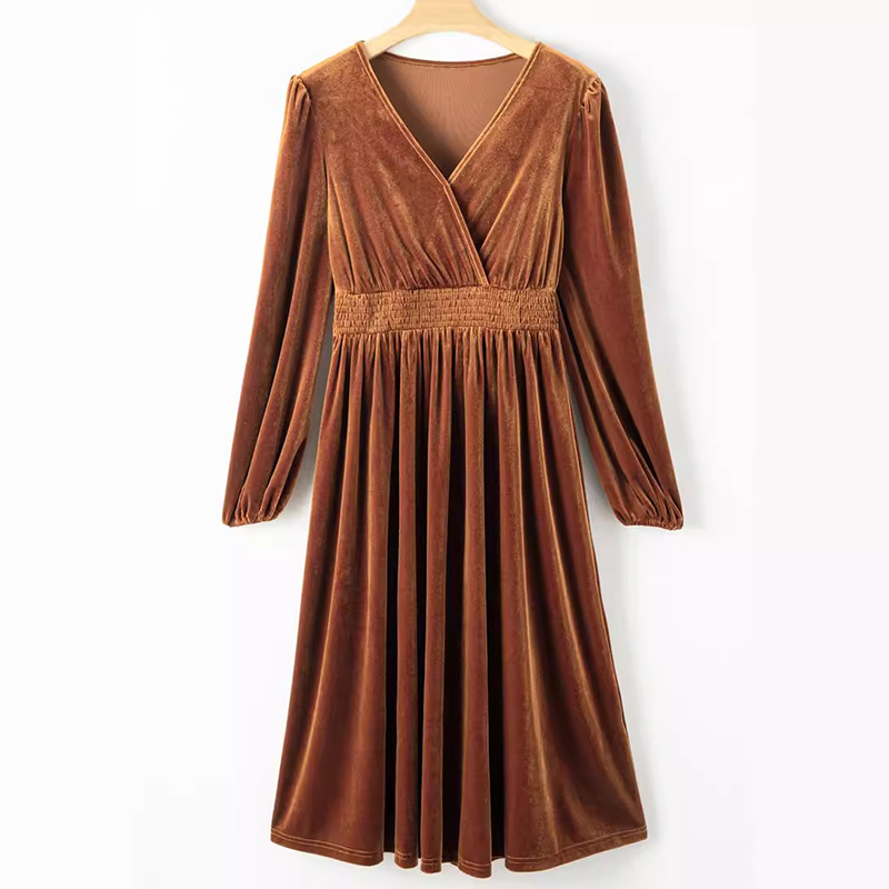 Rochie elegantă cu talie înaltă și croi în A, cu smocuri-1