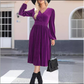 Rochie elegantă cu talie înaltă și croi în A, cu smocuri-8