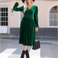 Rochie elegantă cu talie înaltă și croi în A, cu smocuri-11