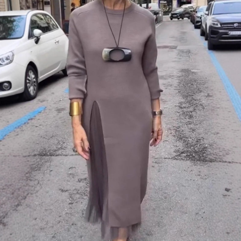 Rochie midi elegantă din tricot pentru femei, cu fante laterale-10