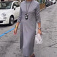 Rochie midi elegantă din tricot pentru femei, cu fante laterale-11