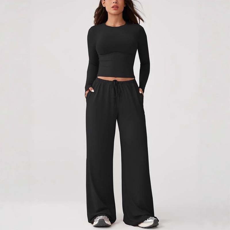 👚Set casual pentru femei, format din top scurt și pantaloni cu șnur🔥✨