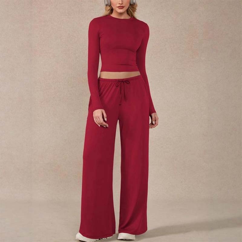 👚Set casual pentru femei, format din top scurt și pantaloni cu șnur🔥✨-6