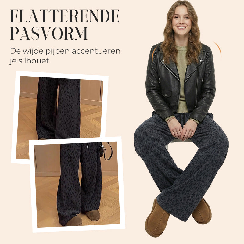 Pantaloni largi pentru femei, cu imprimeu leopard-3