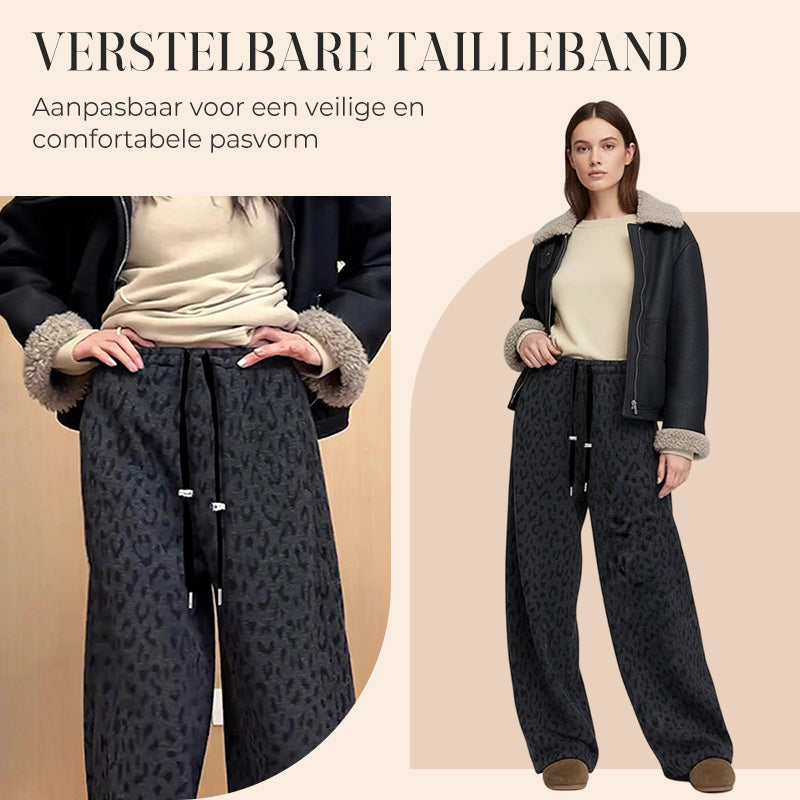 Pantaloni largi pentru femei, cu imprimeu leopard-4