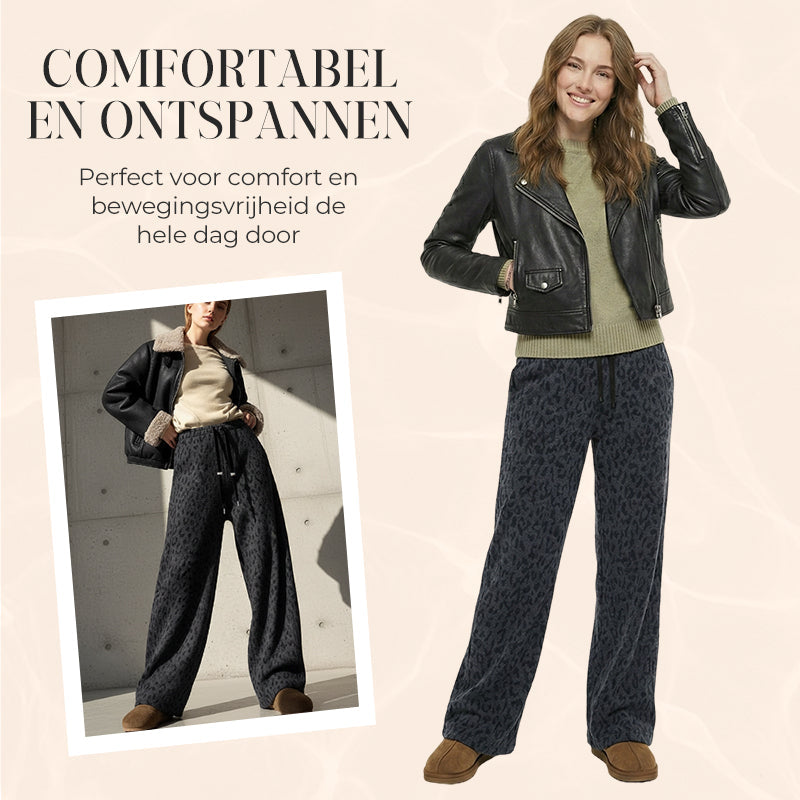 Pantaloni largi pentru femei, cu imprimeu leopard-5
