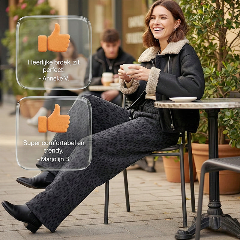 Pantaloni largi pentru femei, cu imprimeu leopard-8